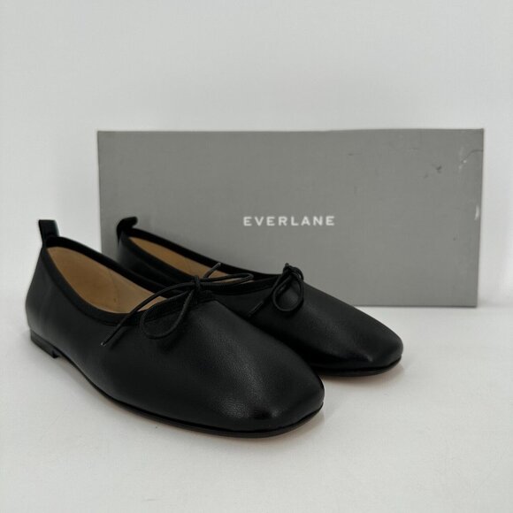 Everlane The Italian Leather Day Ballet Flats size 6 Women's Black NIB - Picture 1 of 5